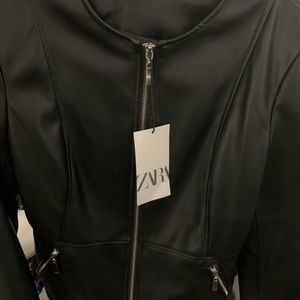Zara Womens Black Leather jacket - Medium